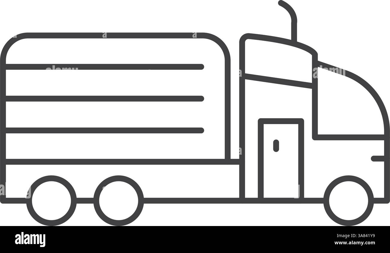 Truck icon in line stroke flat style. Freight vector illustration on ...