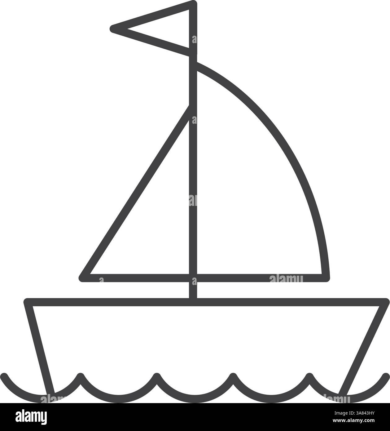 Sailboat icon in line stroke flat style. Ship vector illustration on ...