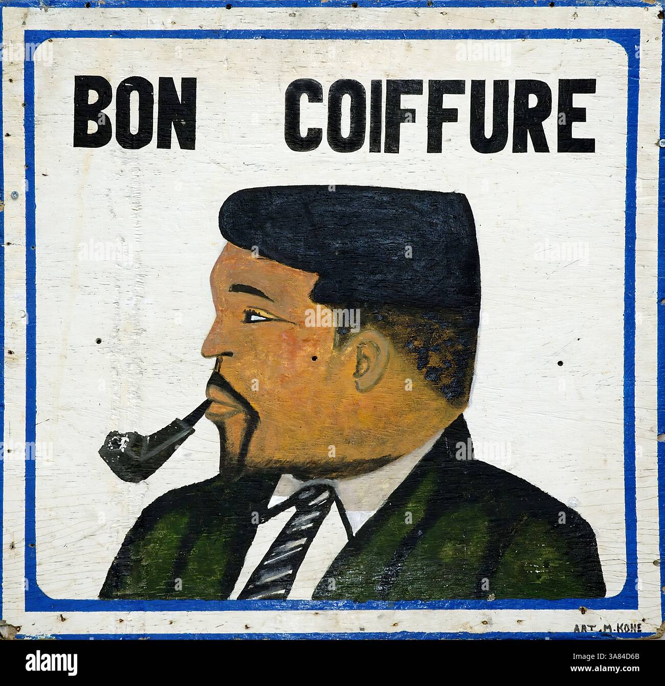 A painted signboard in a hairdressing salon. Republic of Mali Western ...