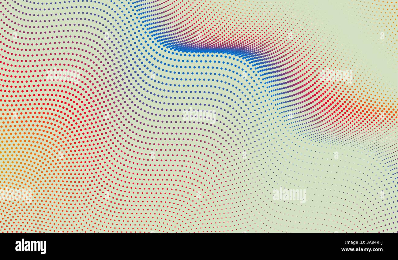 Wavy dotted background. Abstract polka dots pattern. 3d vector illustration with particles. Stock Vector