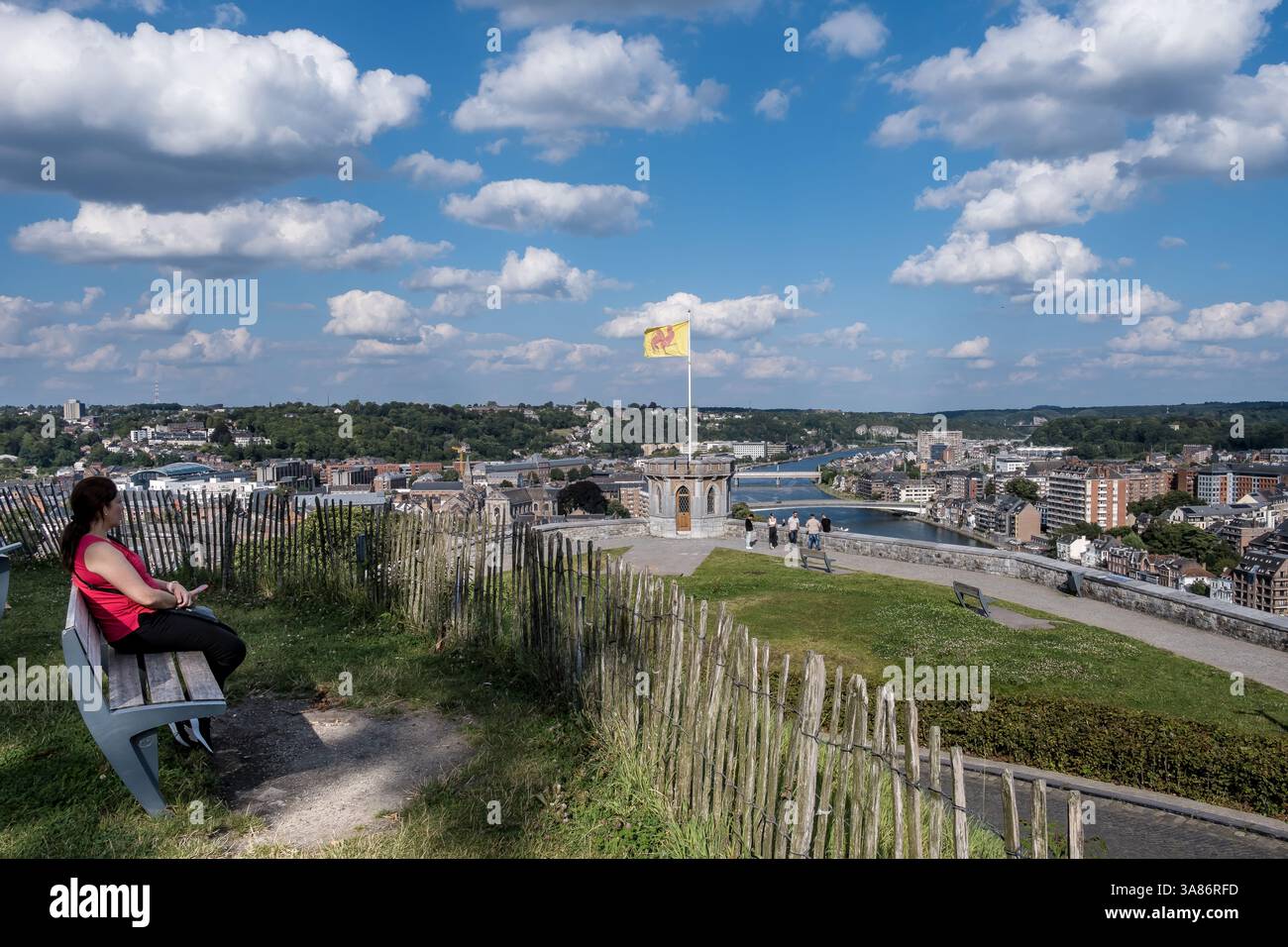 View from the Citadel of Namur of Namur, a city and municipality, capital of the province of Namur and Wallonia,Namur, Wallonia, Belgium Stock Photo