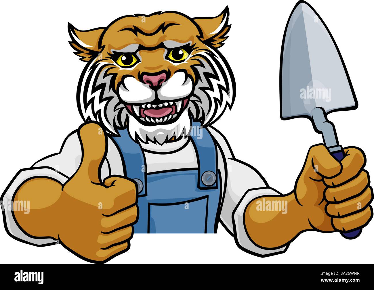 Wildcat Bricklayer Builder Holding Trowel Tool Stock Vector