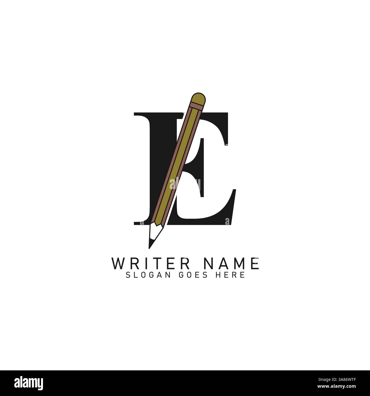Letter E Pencil Logo Design. Alphabet E Lead Pencil Icon Stock Vector