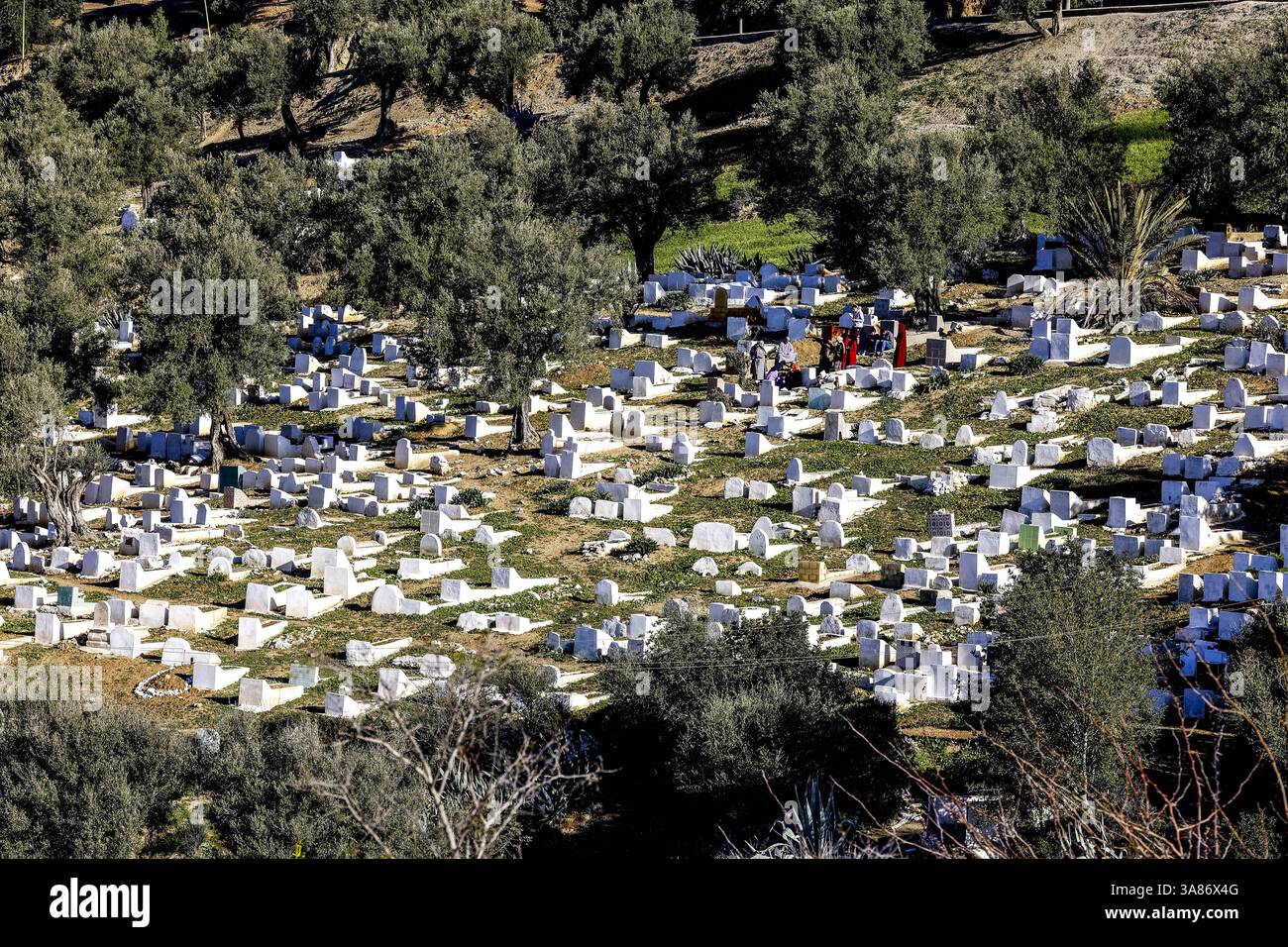 Graveyard in Moulay Idriss Zerhoun, Morocco Stock Photo