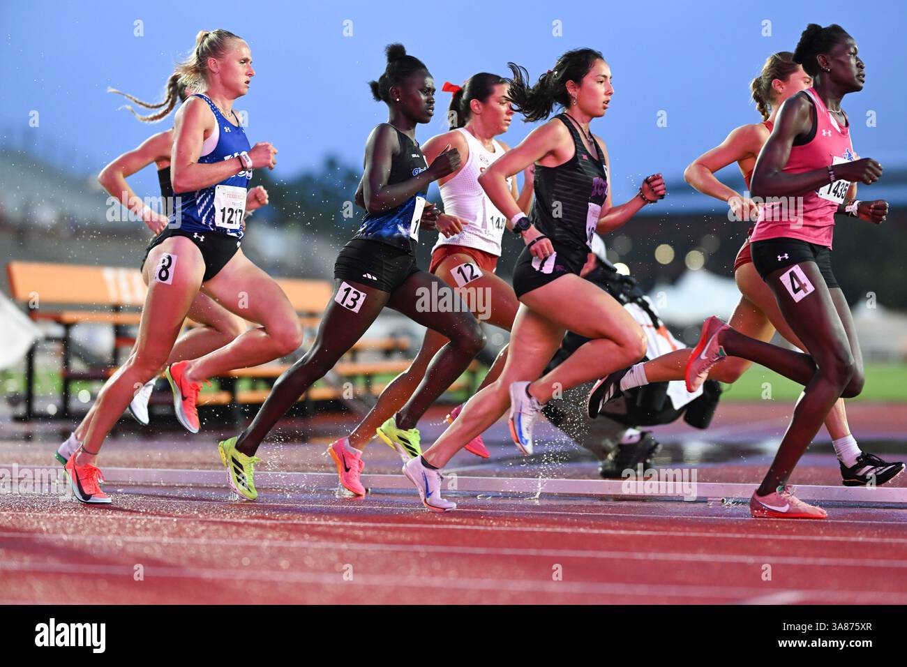 Austin Texas USA, March 27 2025: Competitors round the final turn in