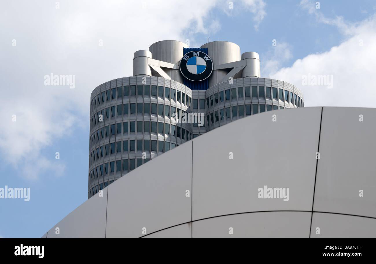Munich, Germany. 28th Mar, 2025. The BMW brand logo can be seen on the ...