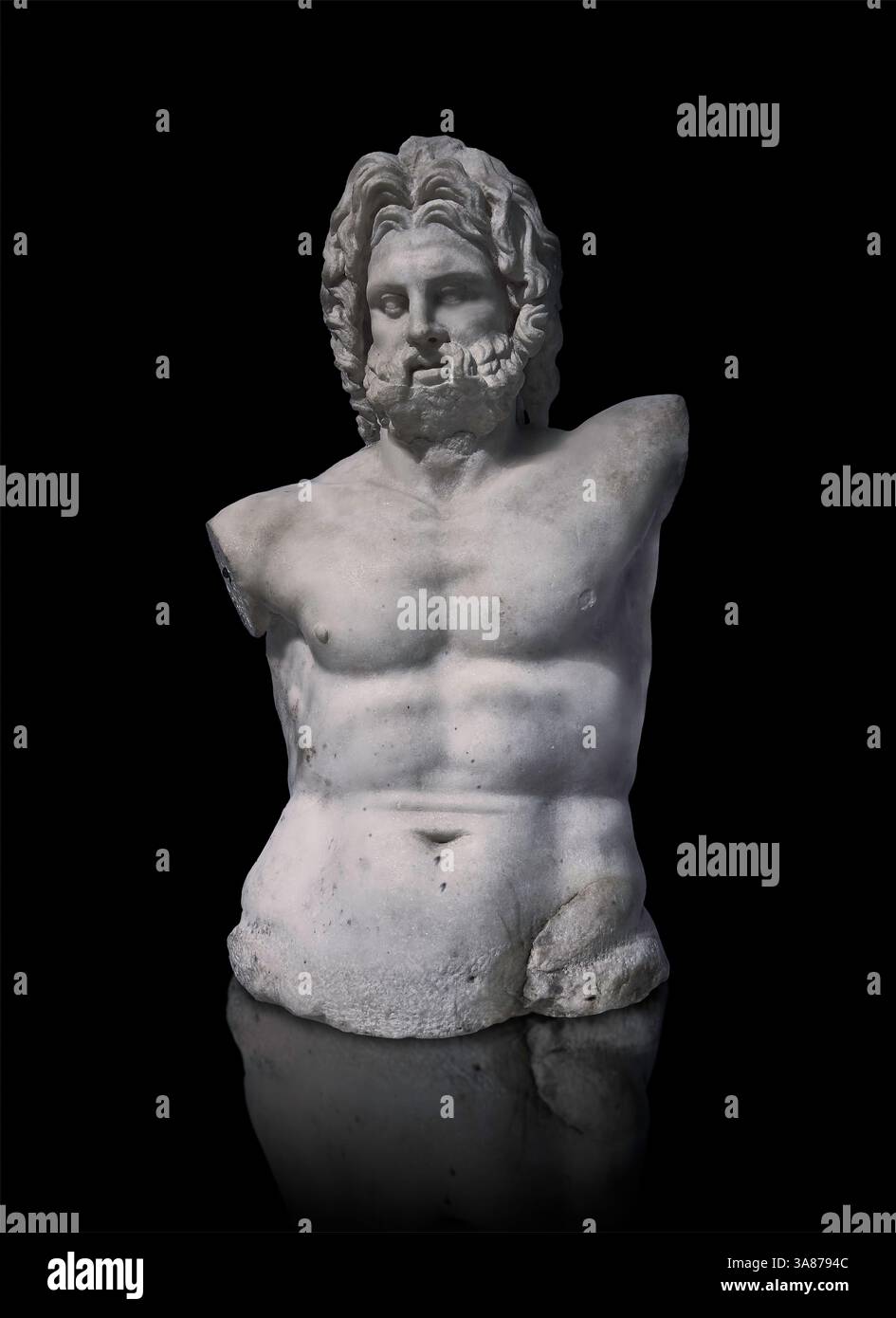 Ancient Greek marble statue fragment of Zeus enthroned. 100-80 BC BC ...