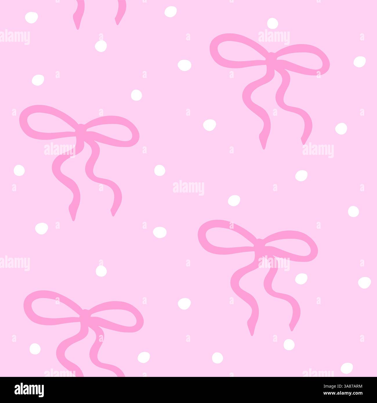 Cute Coquette seamless pattern. Pretty Girly Bows and Dots on Pink ...