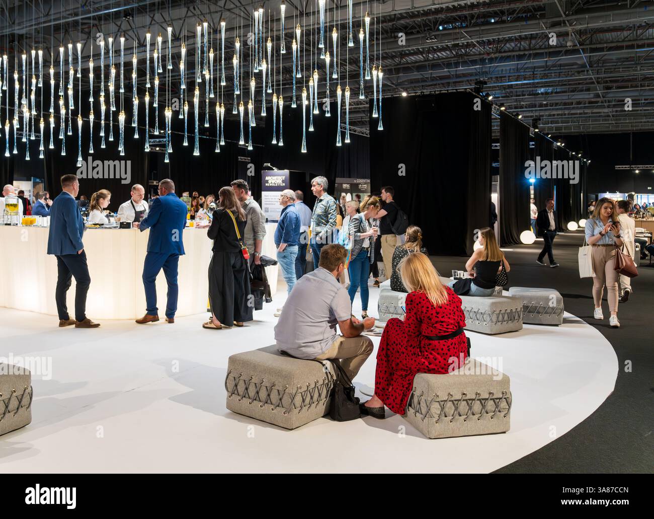 Main lounge in exhibition hall during Architect@work event in Warsaw ...