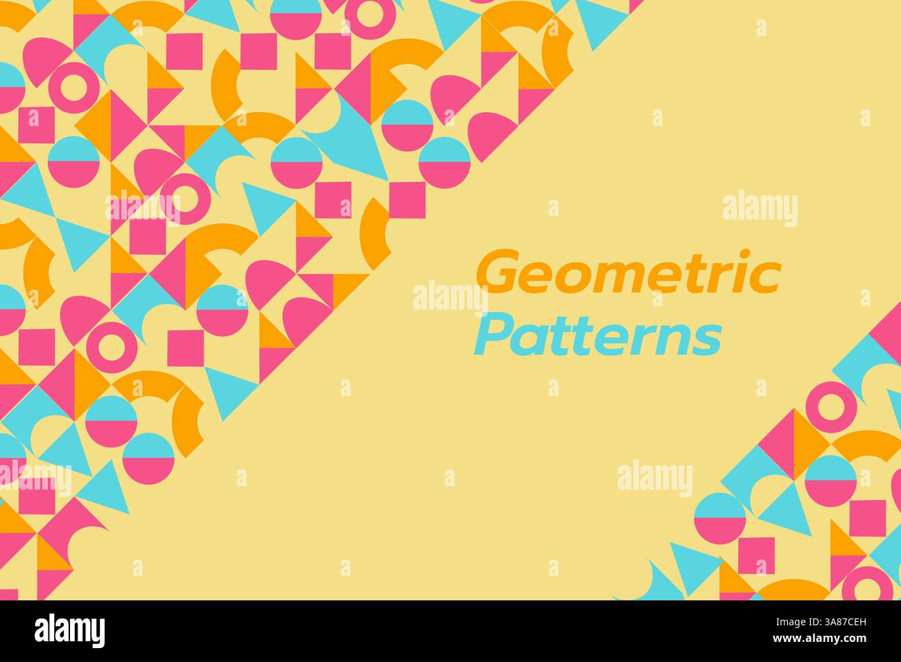 Abstract Geometric Flat Background circle triangle, and square shape vector design Stock Vector