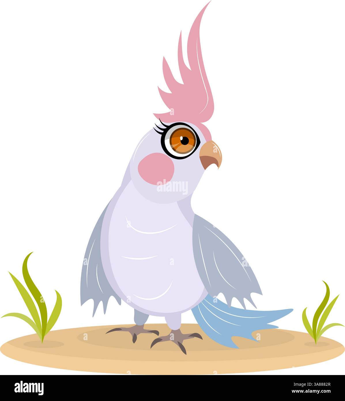 Cute zoo. Vector birds. Cute parrot. Vector animals collection. Children's flat vector illustrations. Isolated on white background. Stock Vector