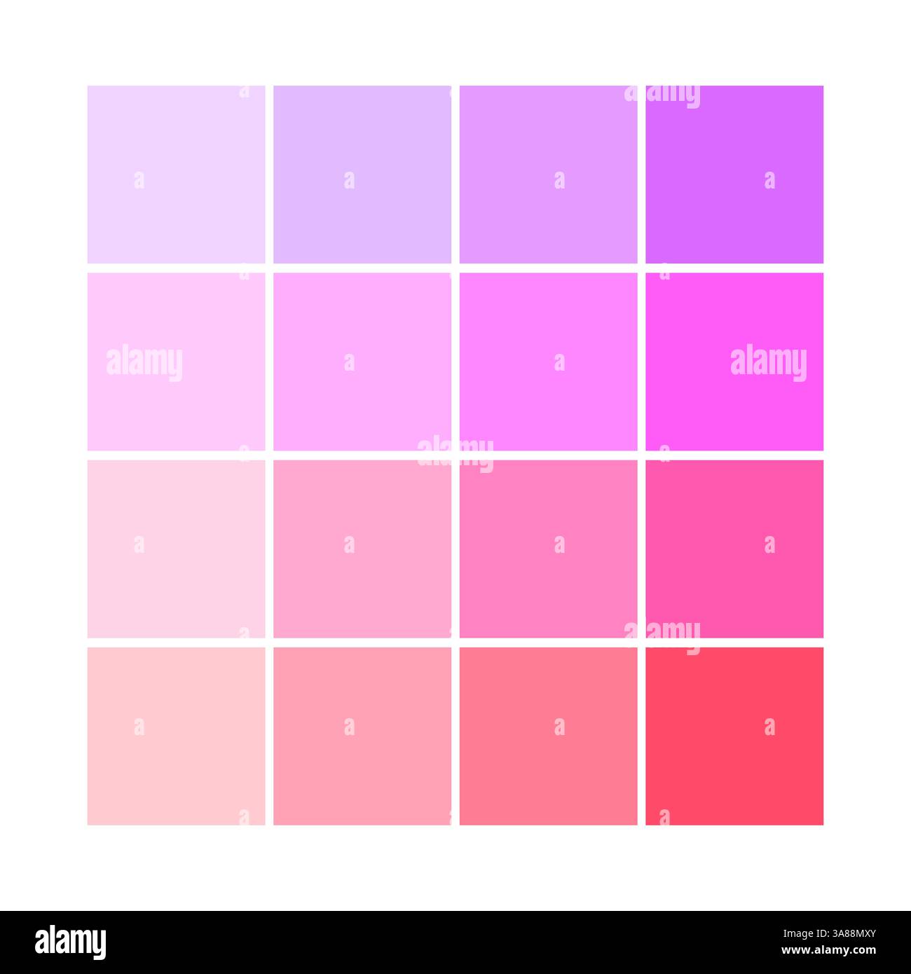 Soft Punk Color Color gradient palette. Soft pink tones. Purple and red squares ...