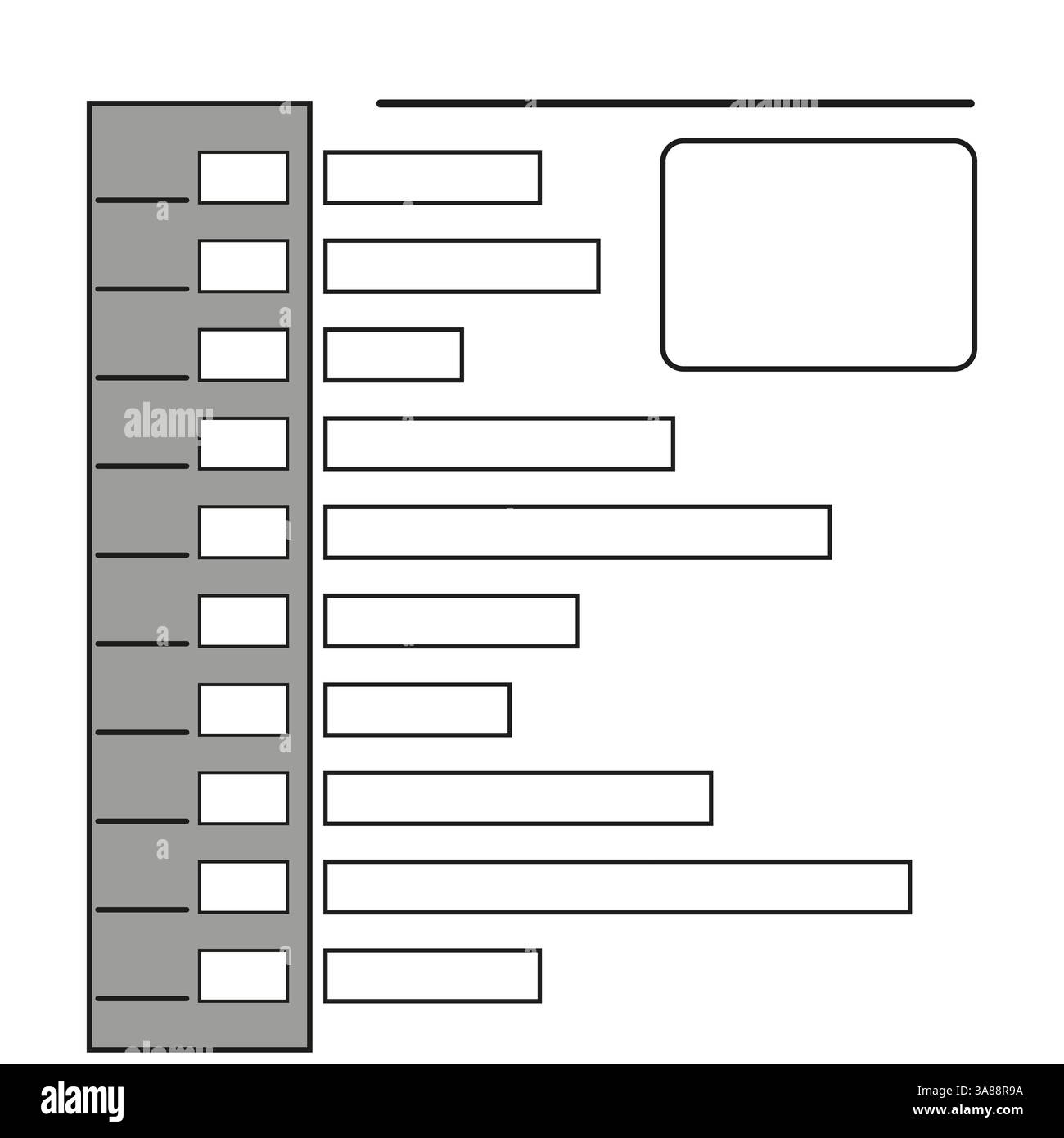 Form layout template. Simple vector outline. Structured text boxes ...