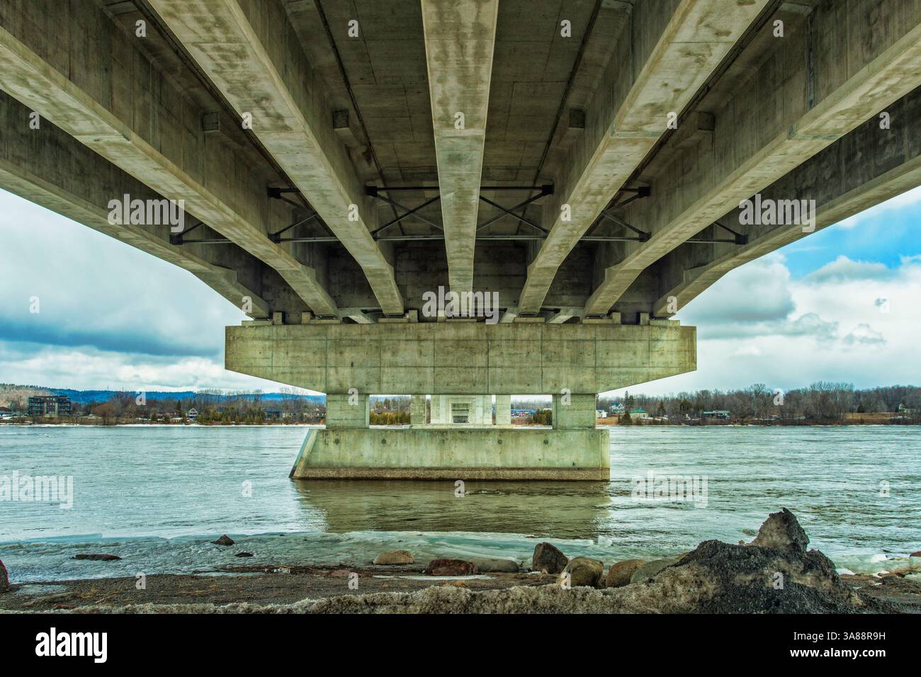 Under the Long Sault Bridge Stock Photo