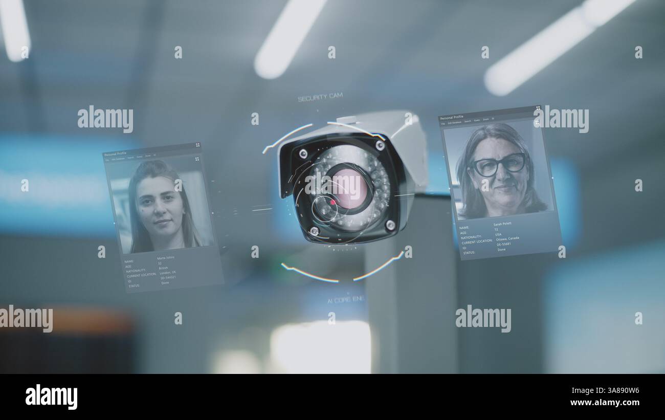 Advanced Airport Security System: Close Up of CCTV Camera with AI ...