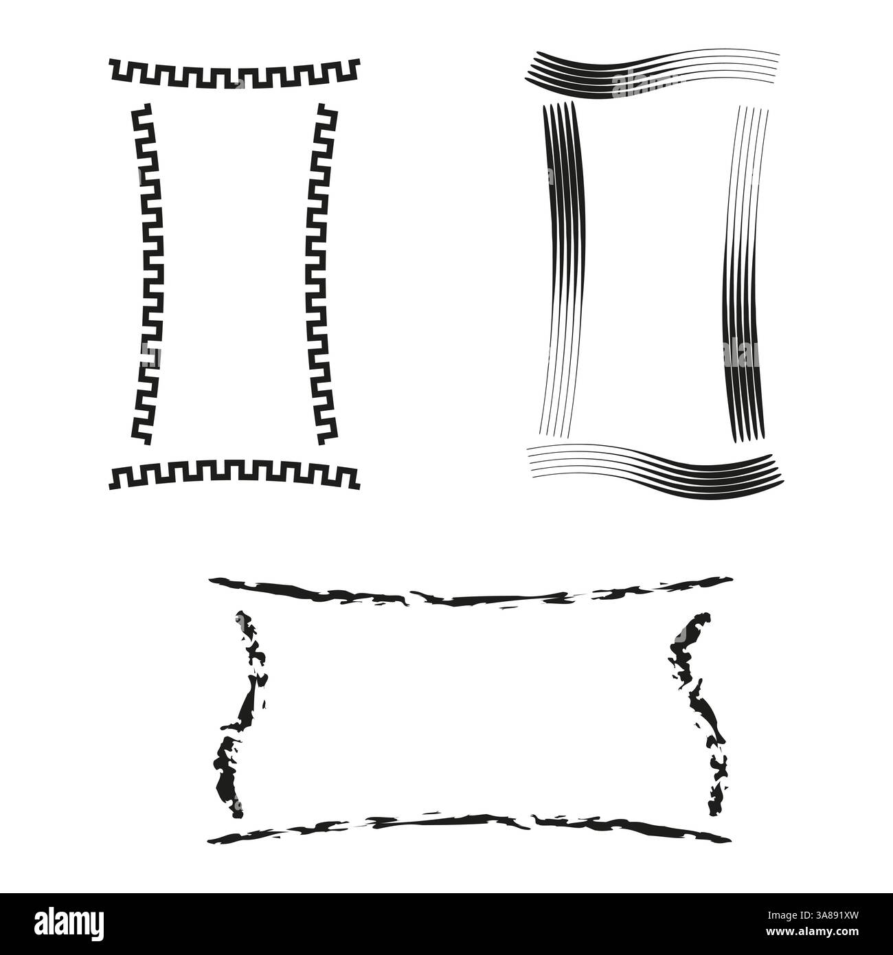 Decorative frame set. Abstract black border. Geometric stylish design ...