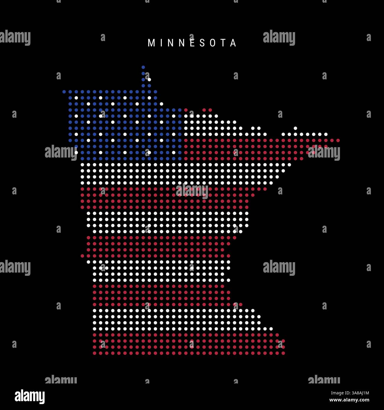 Minnesota US state dot pixel map in the colors of the American flag ...