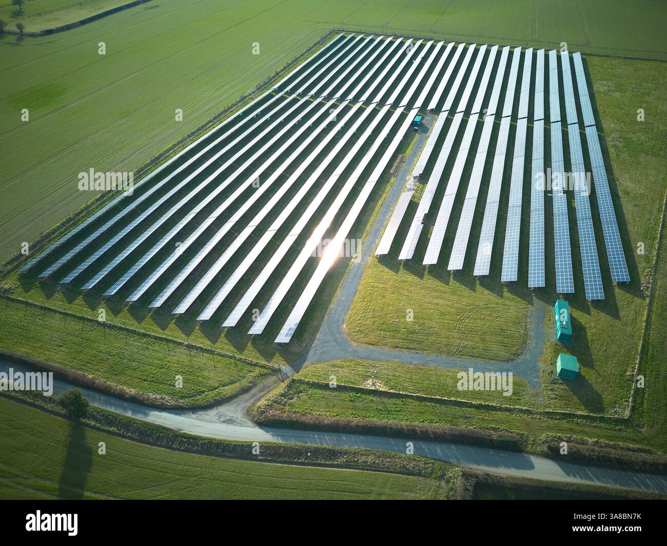 aerial view of a solar farm in the UK Stock Photo - Alamy