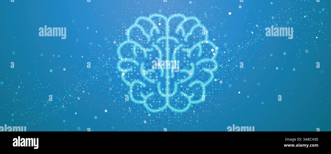 Human brain in concept of world mind metaverse big data or cyber security technology background Stock Vector