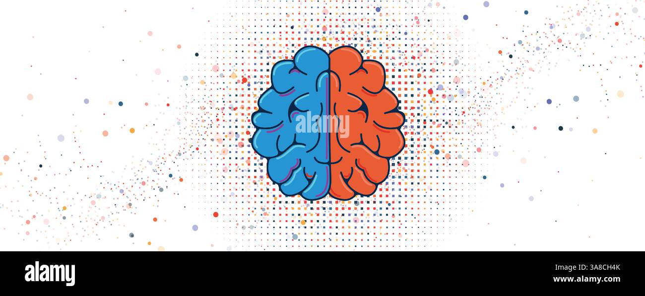 Human brain in concept of world mind metaverse big data or cyber security technology background Stock Vector