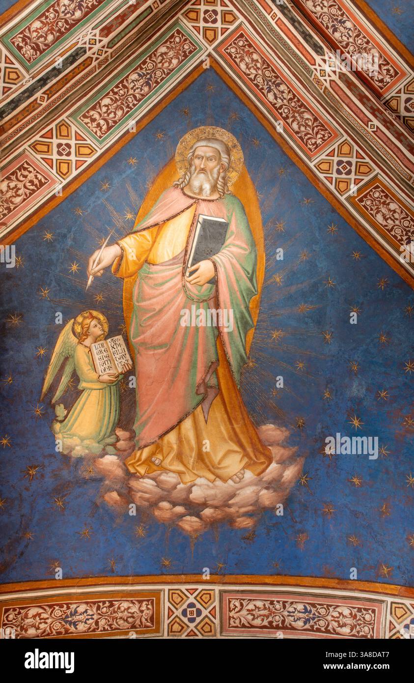 Geiling Matthew PRATO, ITALY - MARCH 21, 2025: The medieval ceiling fresco of St ...