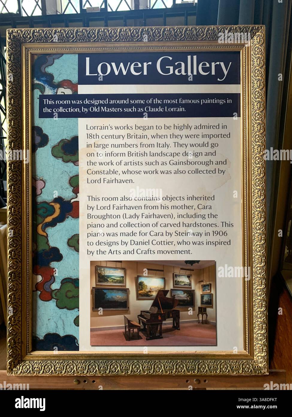 Anglesey Abbey Cambridgeshire UK England hall dog lights stand pictures carpets carpet decorations library Mary Queen of Scots Henry the eighth - Smartphone Captured Stock Image