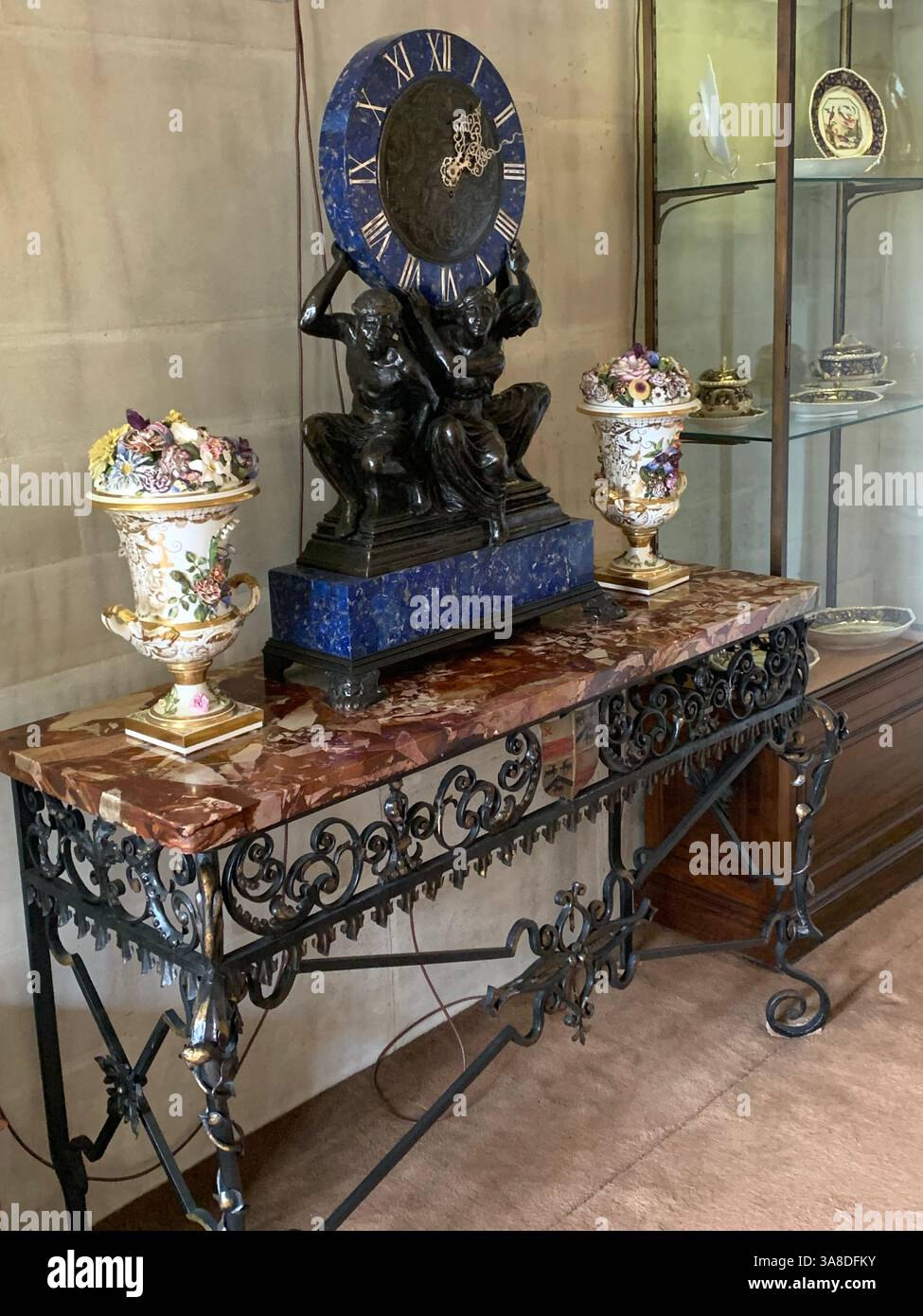 Anglesey Abbey Cambridgeshire UK England hall dog lights stand pictures carpets carpet decorations library Mary Queen of Scots Henry the eighth - Smartphone Captured Stock Image