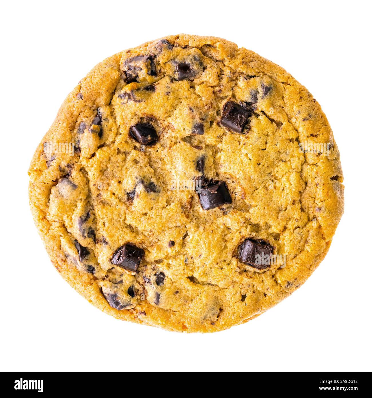 Chocolate chip cookie isolated on white background, sweet food closeup Stock Photo