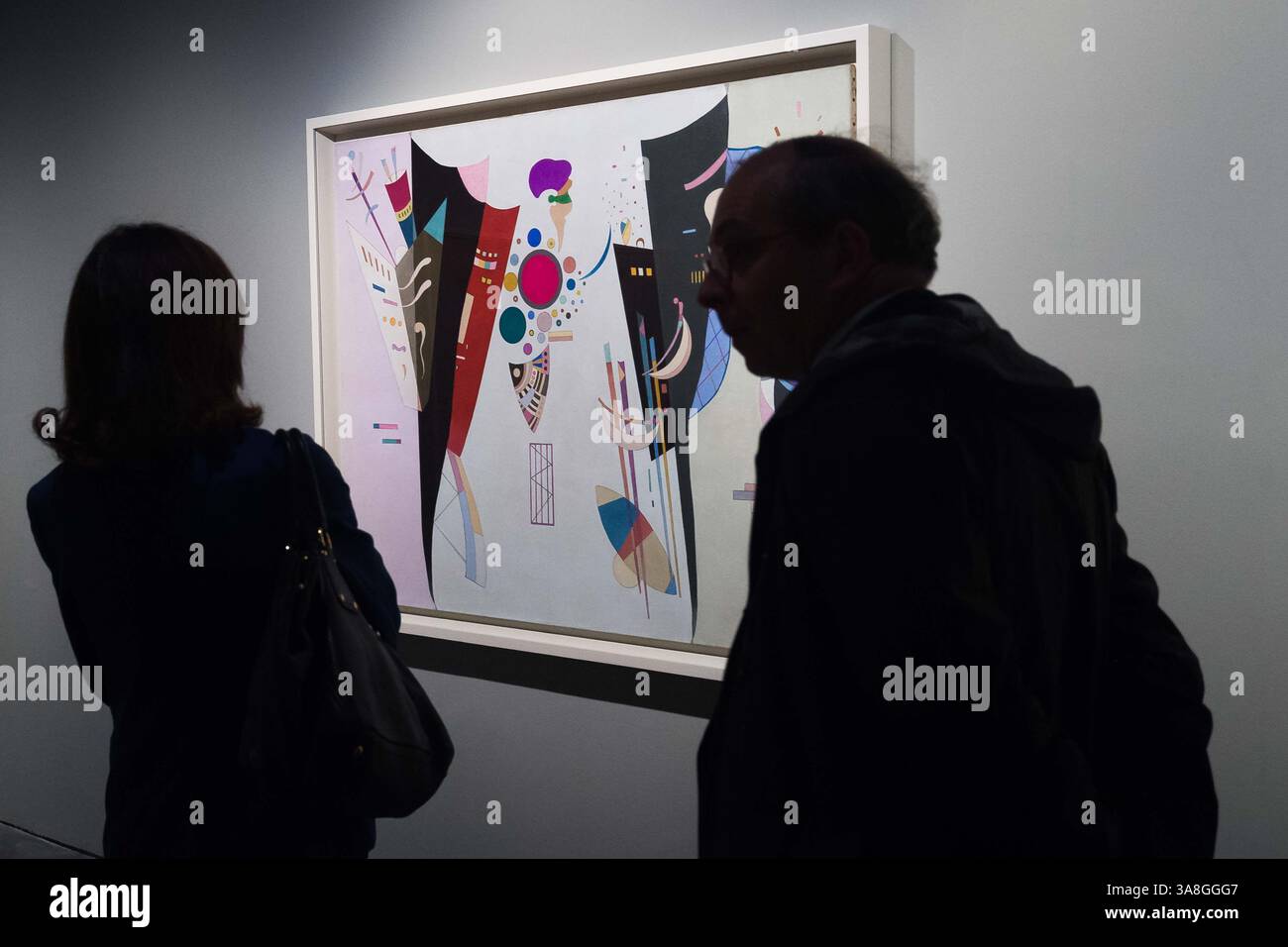 Malaga, Spain. 28th Mar, 2025. The painting title "Vassily Kandinsky ...