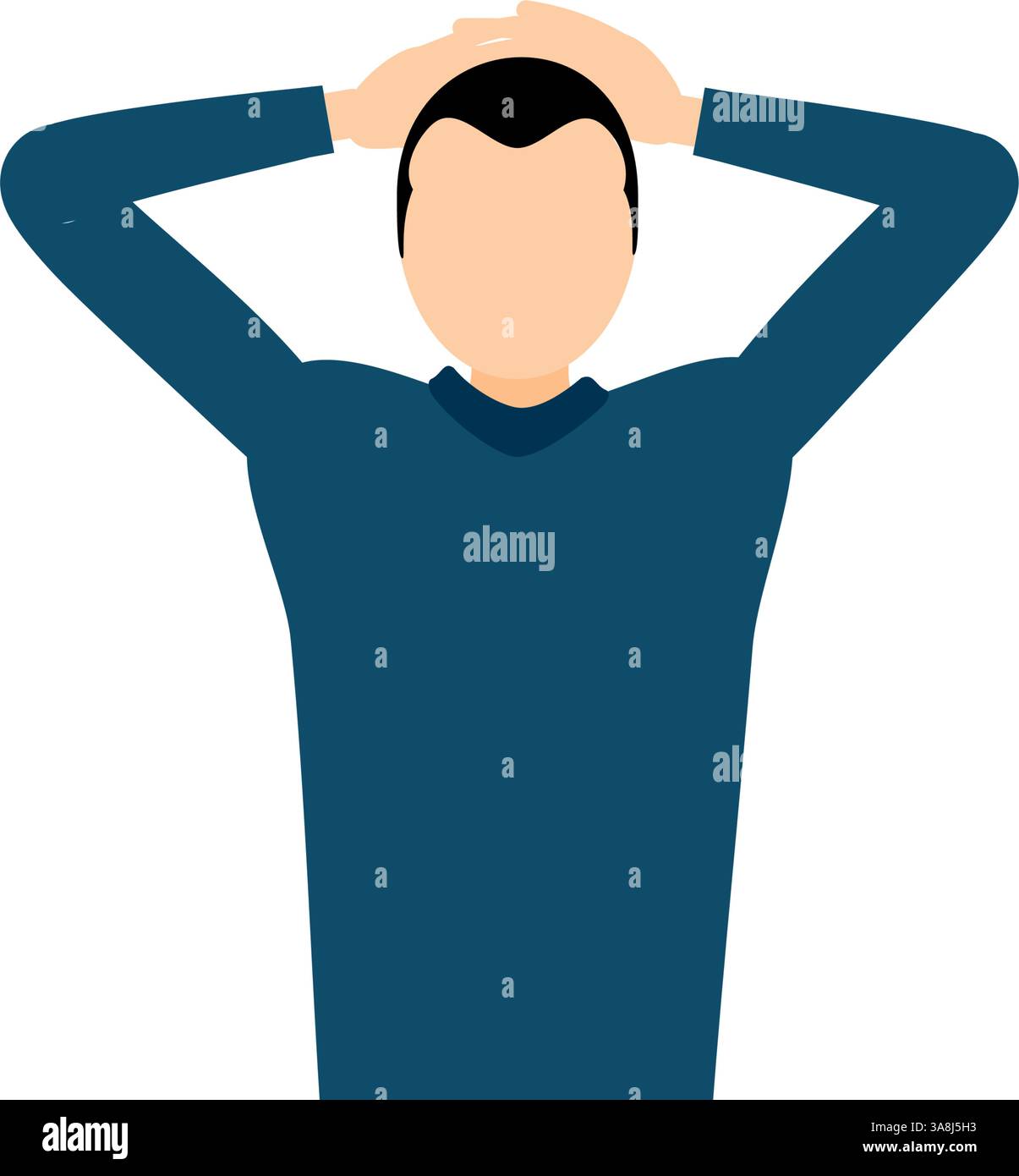 His Vector Simple illustration of a man in a blue turtleneck with his hands behind ...