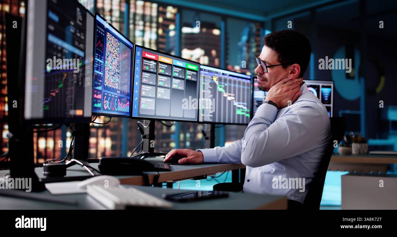 Scrum Project Manager Using Scrum Board Scheduling Software Stock Photo