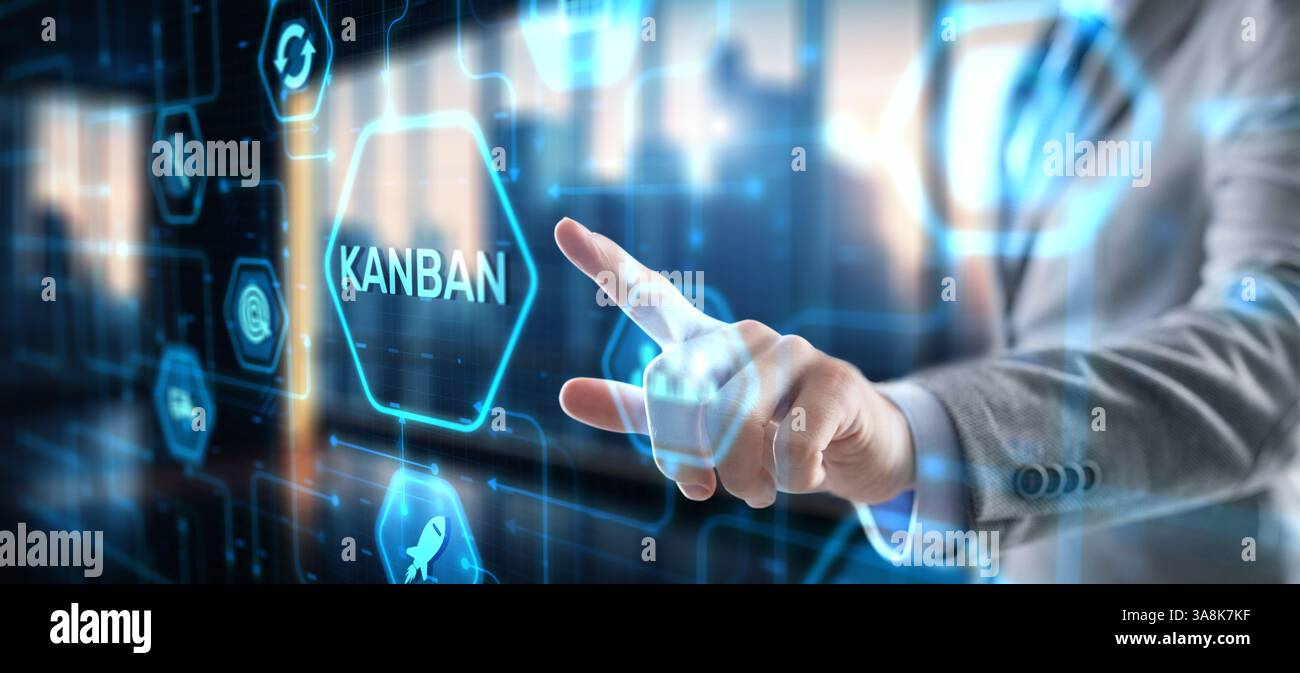 Kanban Management of work processes business process optimisation. Stock Photo