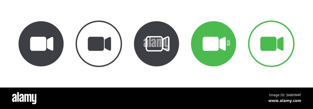 Icon Videocall set. Video camera different icons. Conversation concept. Chat buttons. Video conference. Vector illustration isolated on white Stock Vector