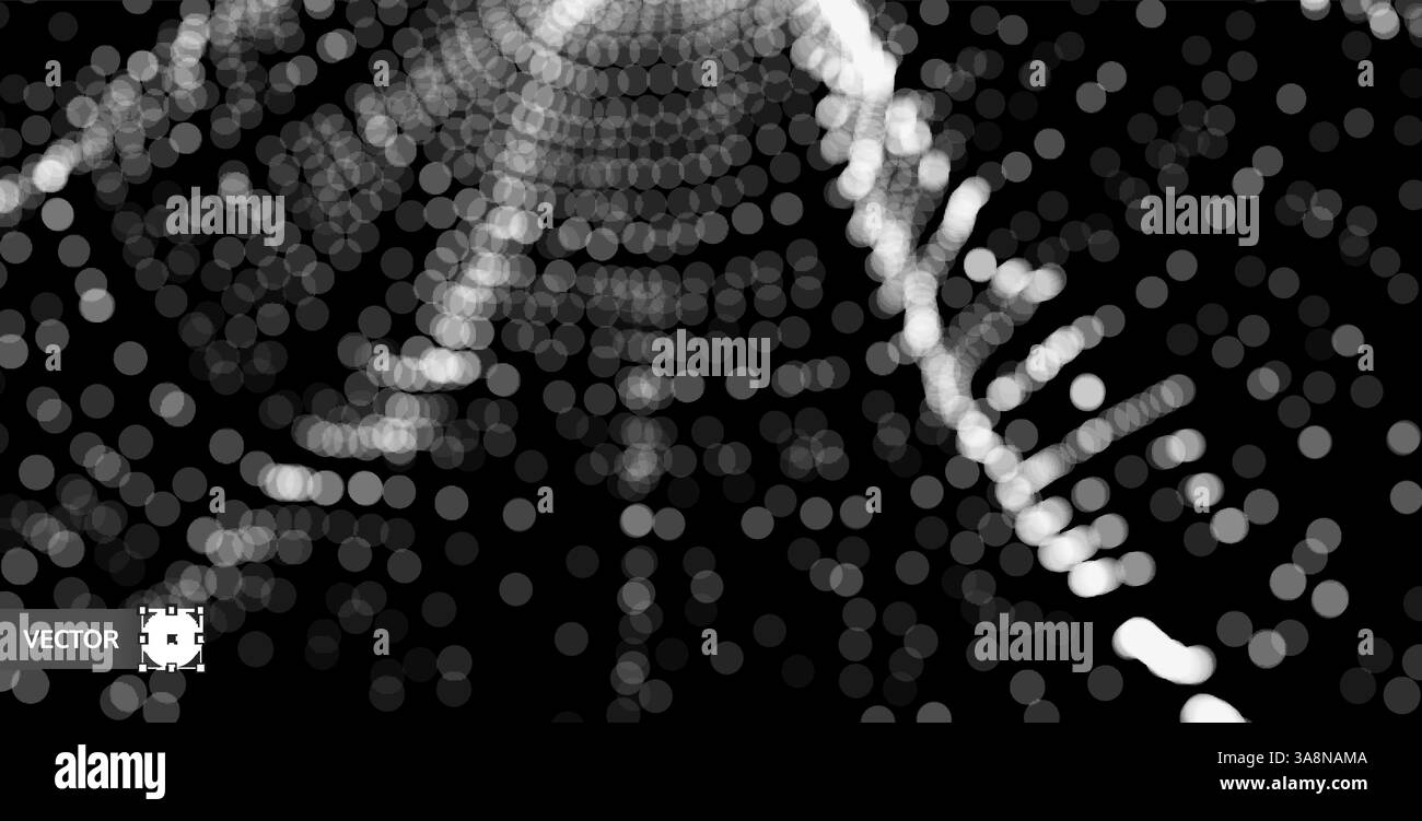 Array with dynamic particles. 3d technology style. Abstract background ...