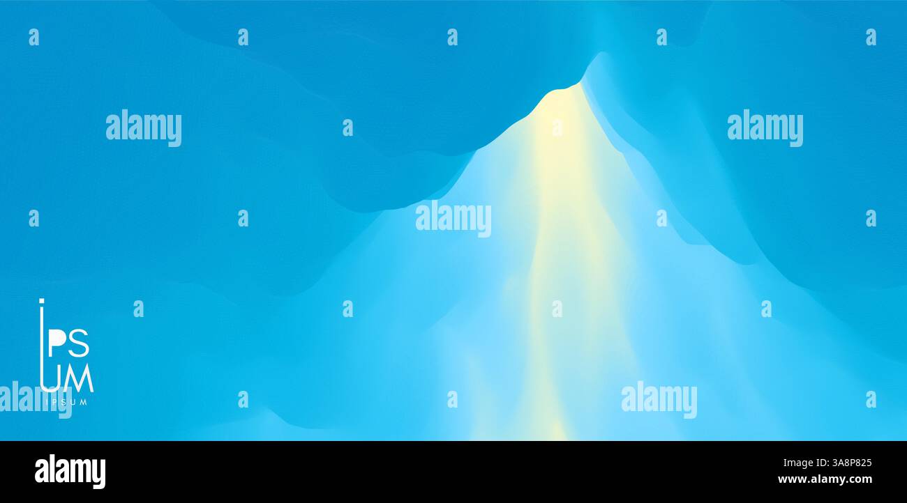 Sky with clouds. Sun rays bursting through the clouds. 3d vector Illustration. Stock Vector