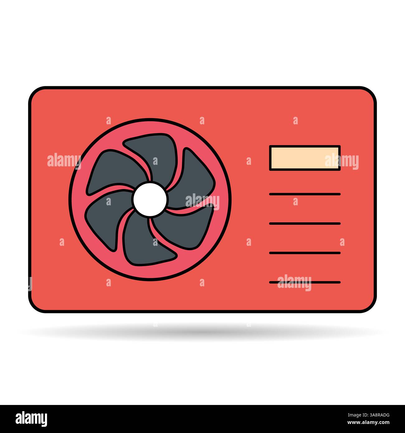 Heat pump air source shadow icon, cooling electric system machine, cool web vector illustration . Stock Vector