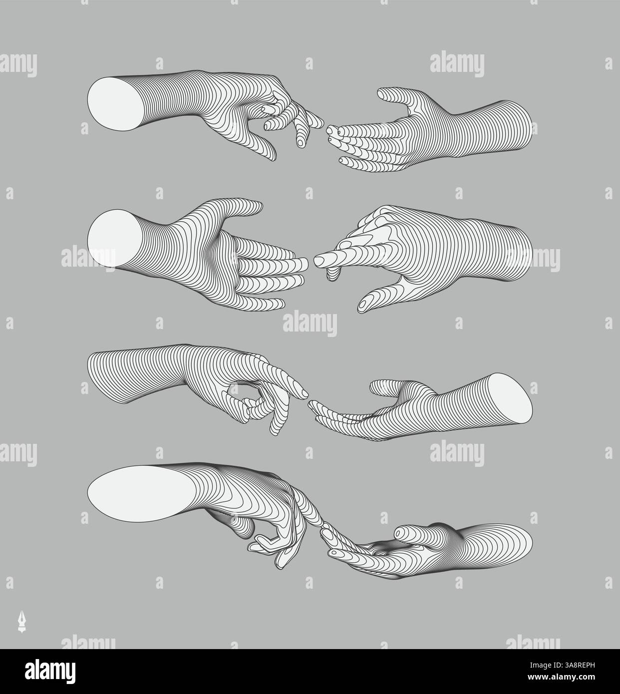 Hands reaching towards each other. Concept of human relation, togetherness or  partnership. 3D vector illustration. Can be used for advertising, marke Stock Vector