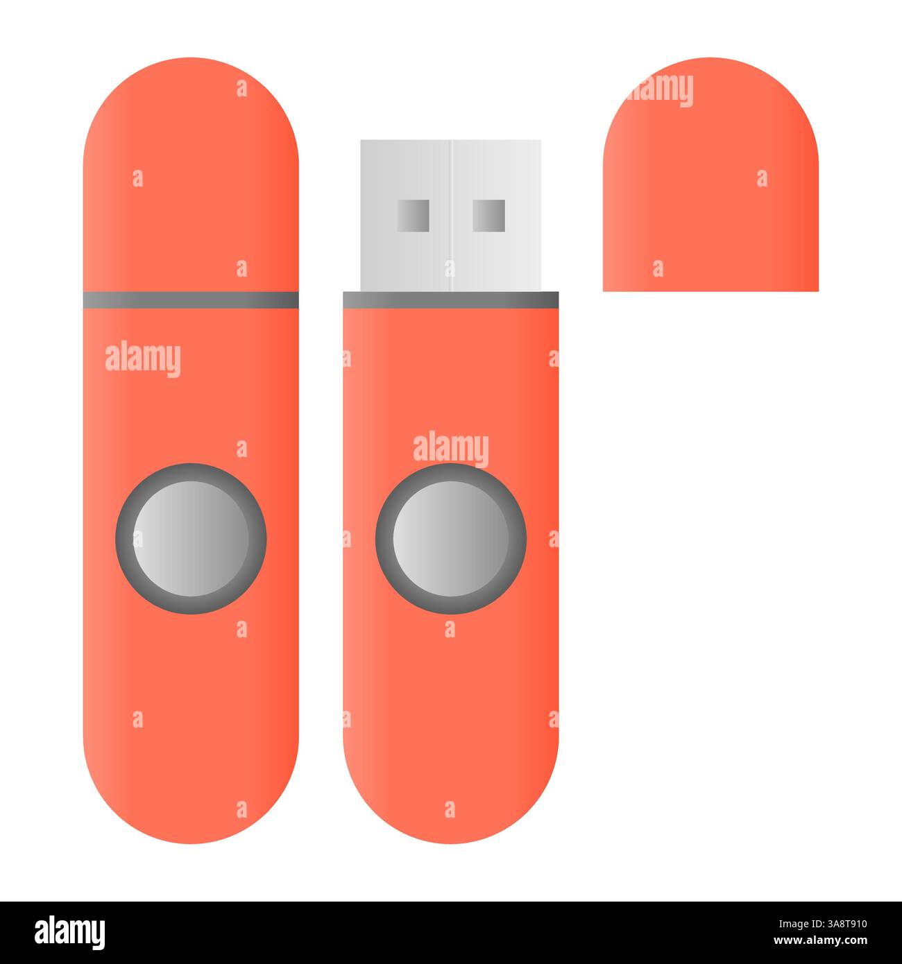 Orange Flashdisk Data Storage Vector. Portable Device Flashdisk Element. Flashdisk Icon. Stock Vector