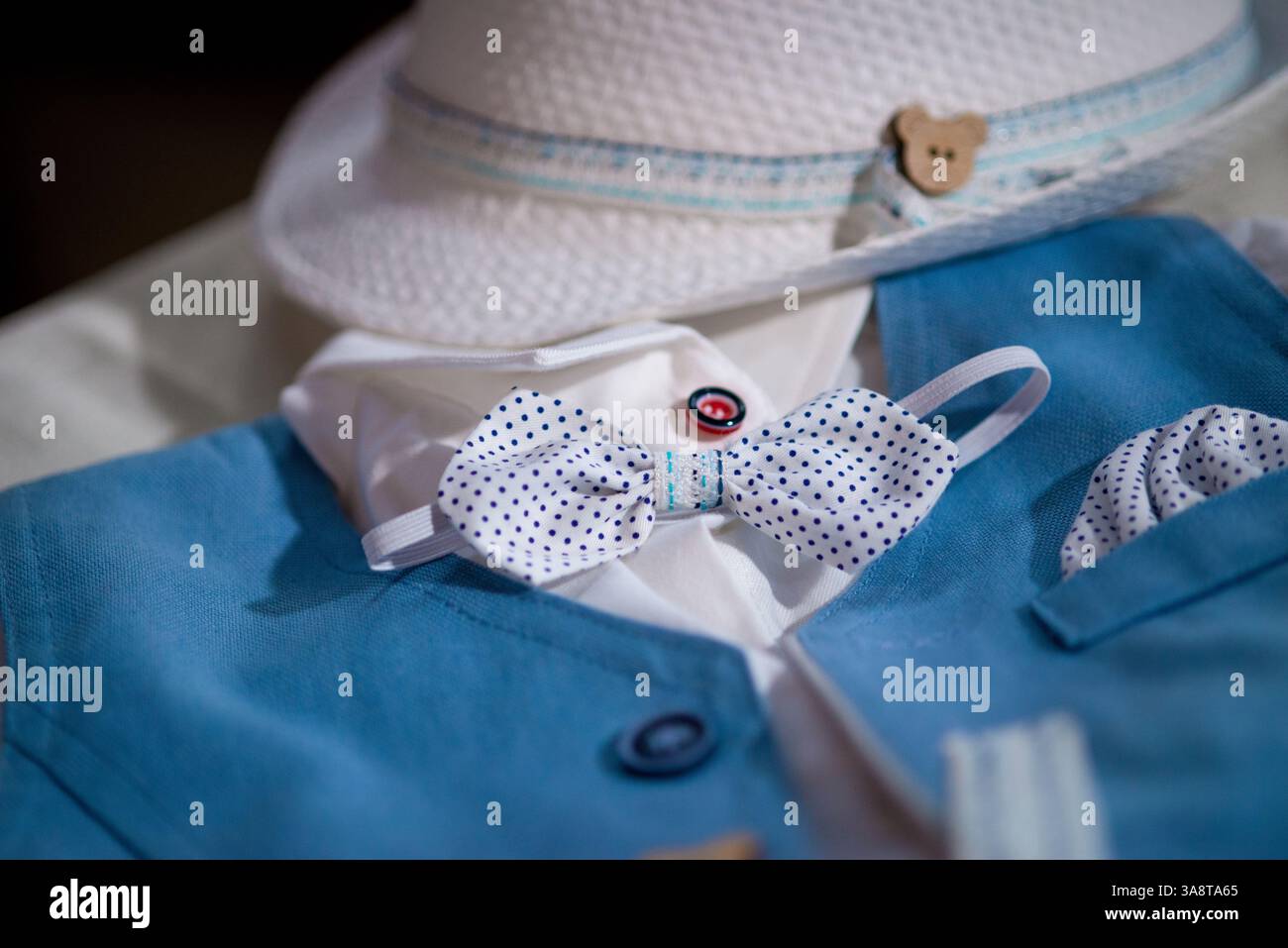 Baby clothes for boys, wearing after a greek orthodox baptism Stock ...
