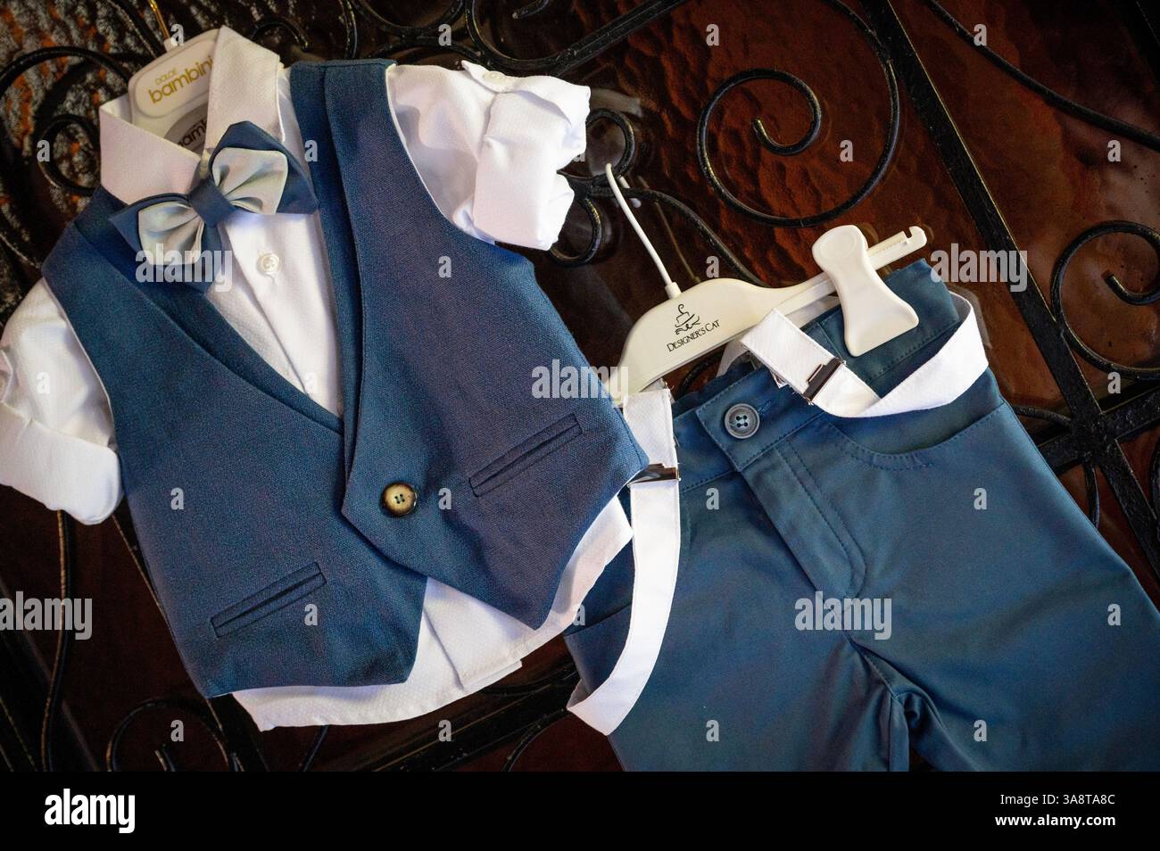 Baby clothes for boys, wearing after a greek orthodox baptism Stock ...