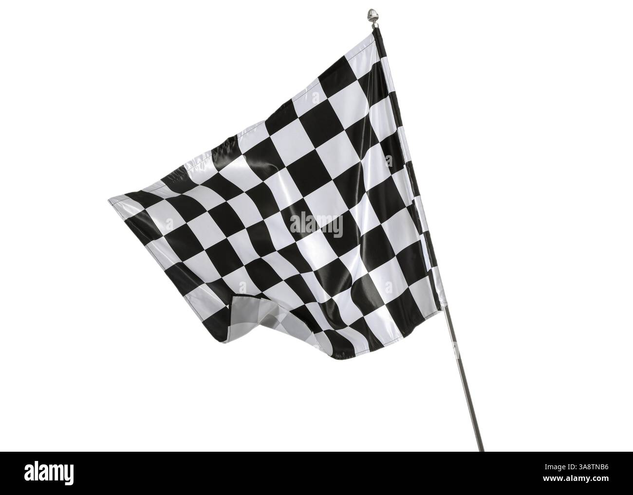 One racing checkered flag isolated on white Stock Photo - Alamy