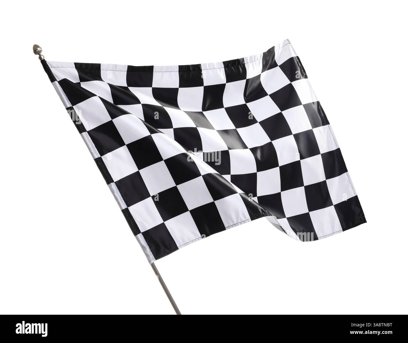 One racing checkered flag isolated on white Stock Photo - Alamy