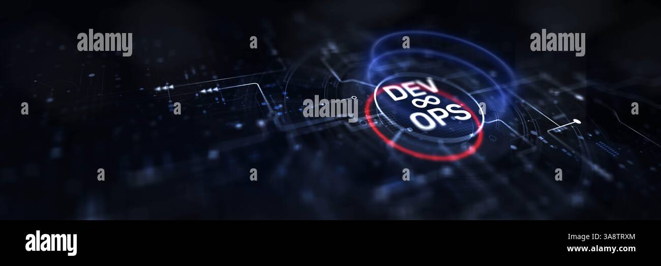DevOps Concept: Integrating Development and Operations for Enhanced Software Delivery. Stock Photo