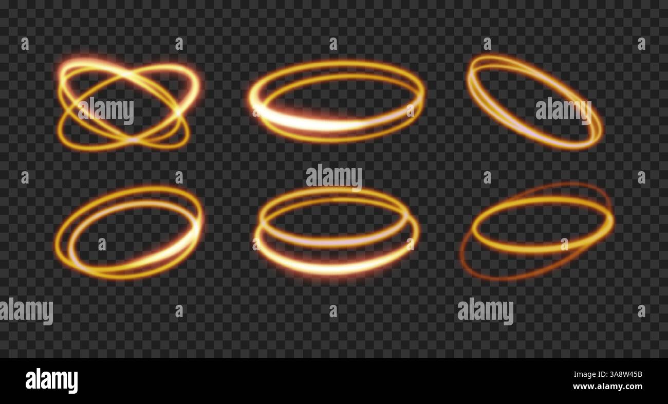 Vector bright thin and glowing golden halo. Stock Vector