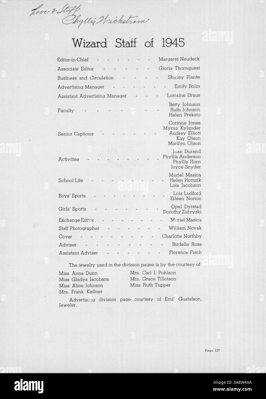 The 1945 Wizard Yearbook From Edison High School Highlights The