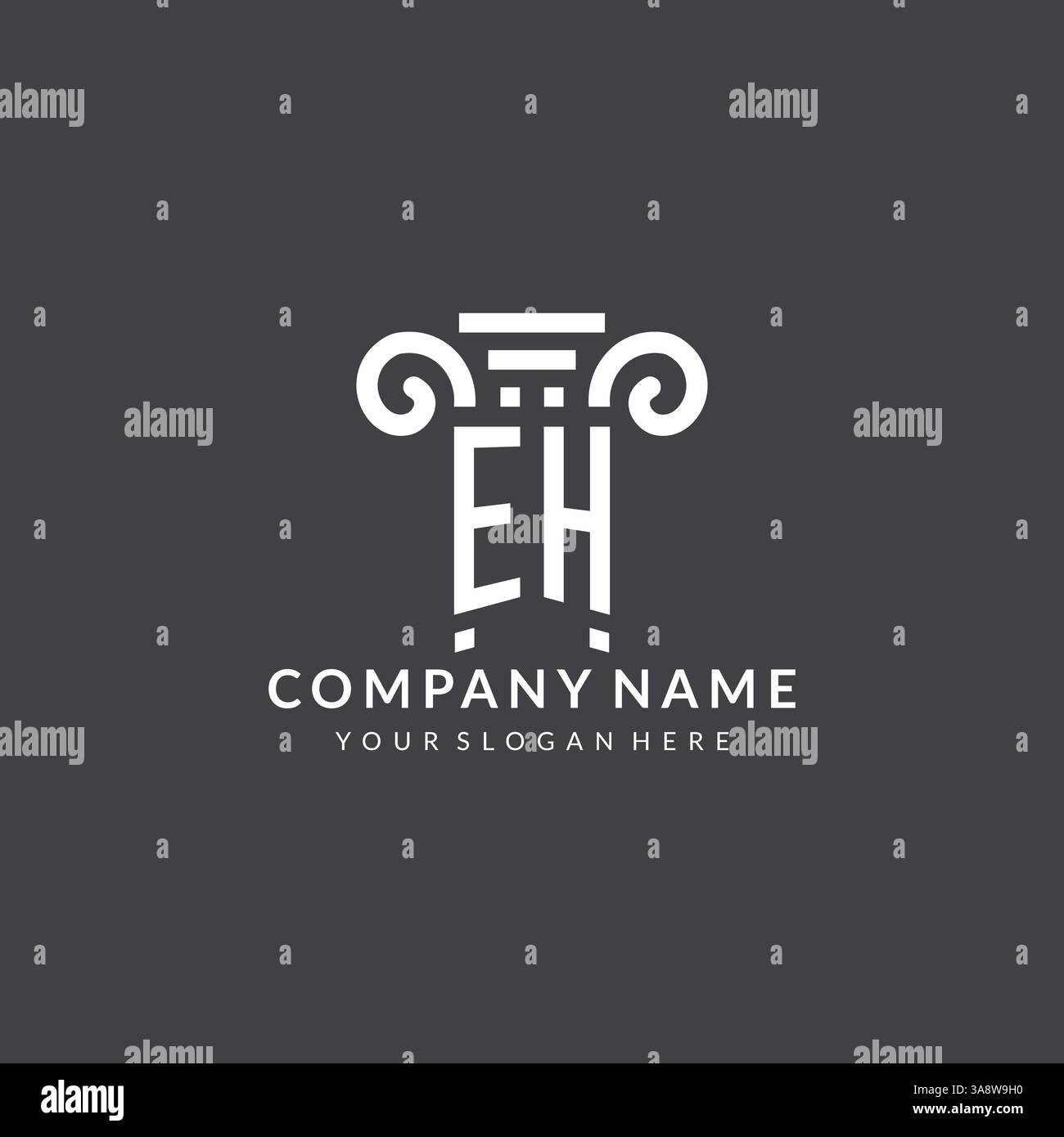 Monogram EH logo for law firm with pillar icon in modern and creative ...
