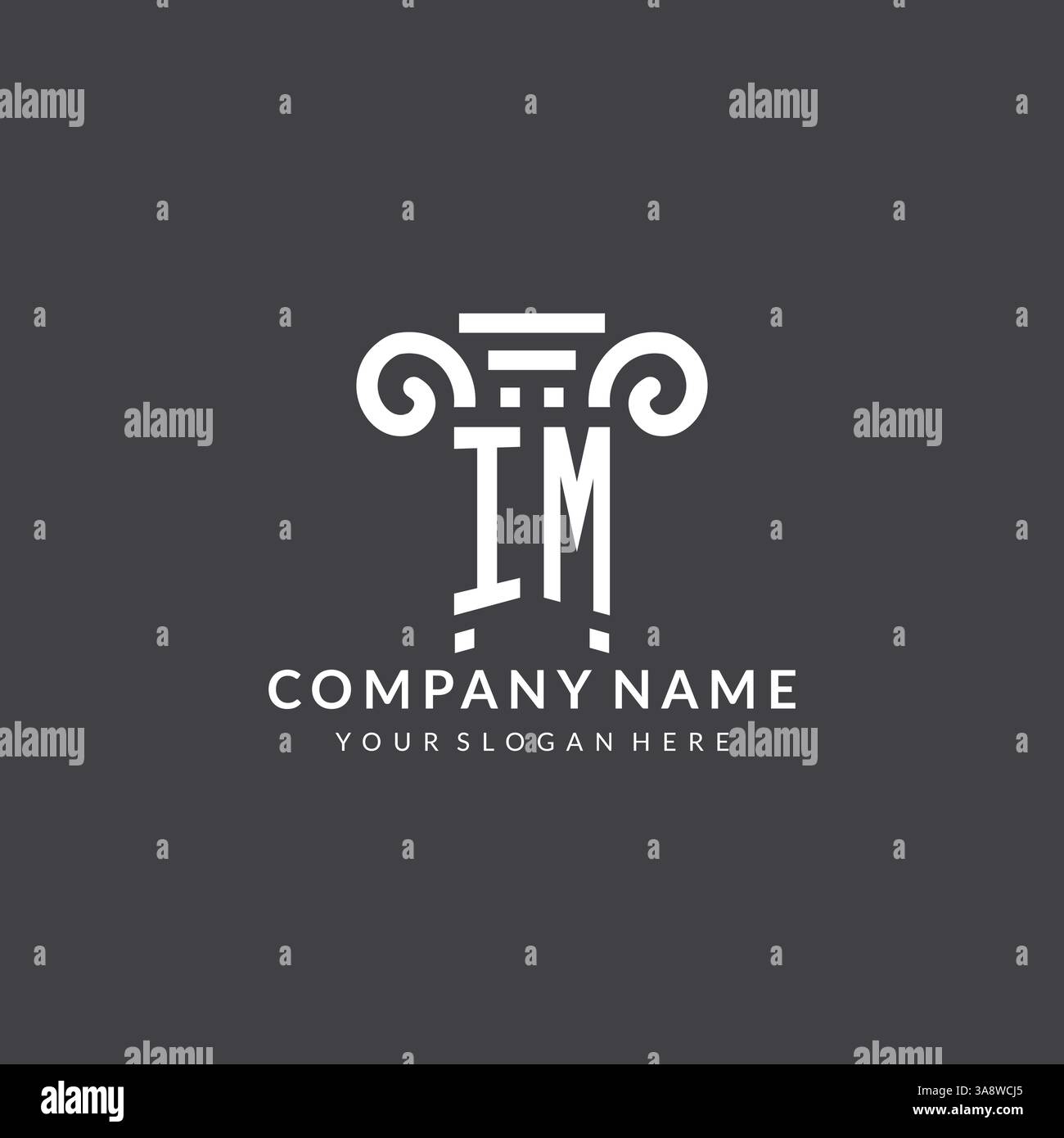 Monogram IM logo for law firm with pillar icon in modern and creative ...