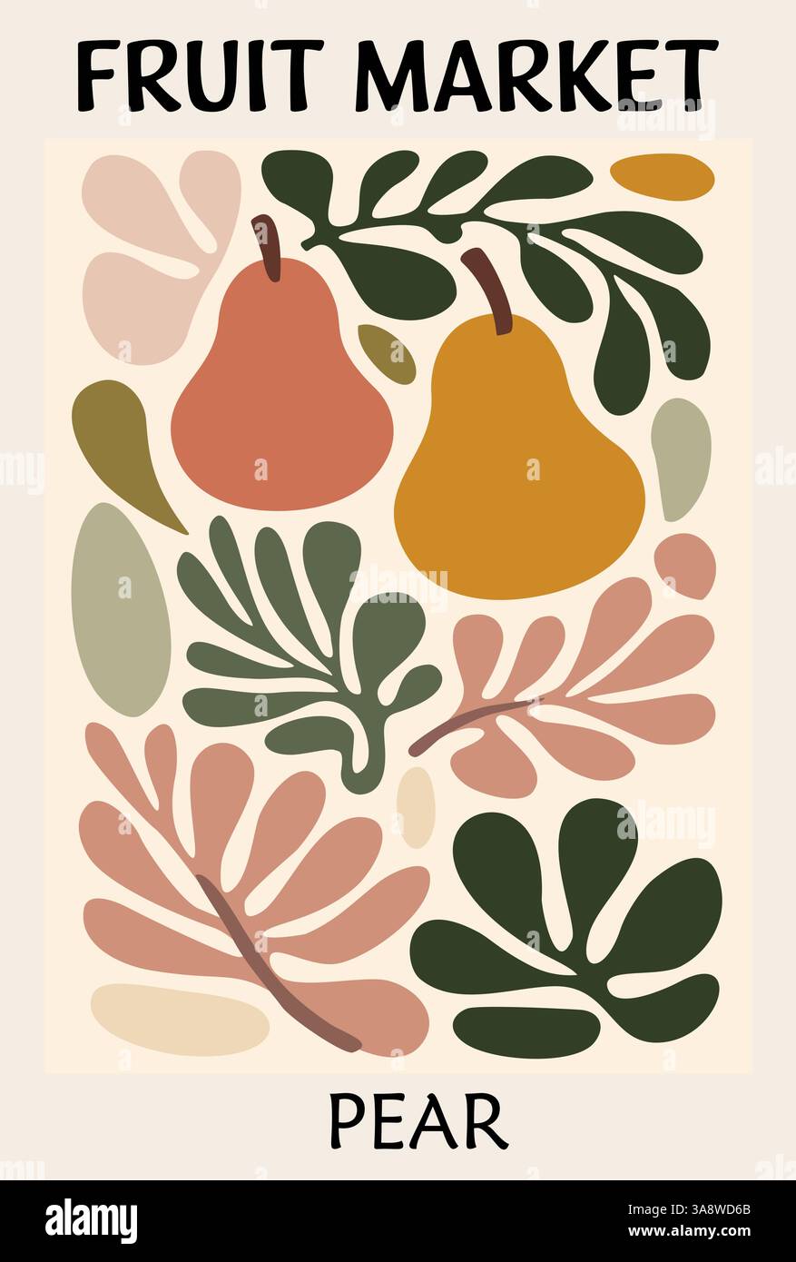 Abstract Fruit Market Pear retro art poster Stock Vector