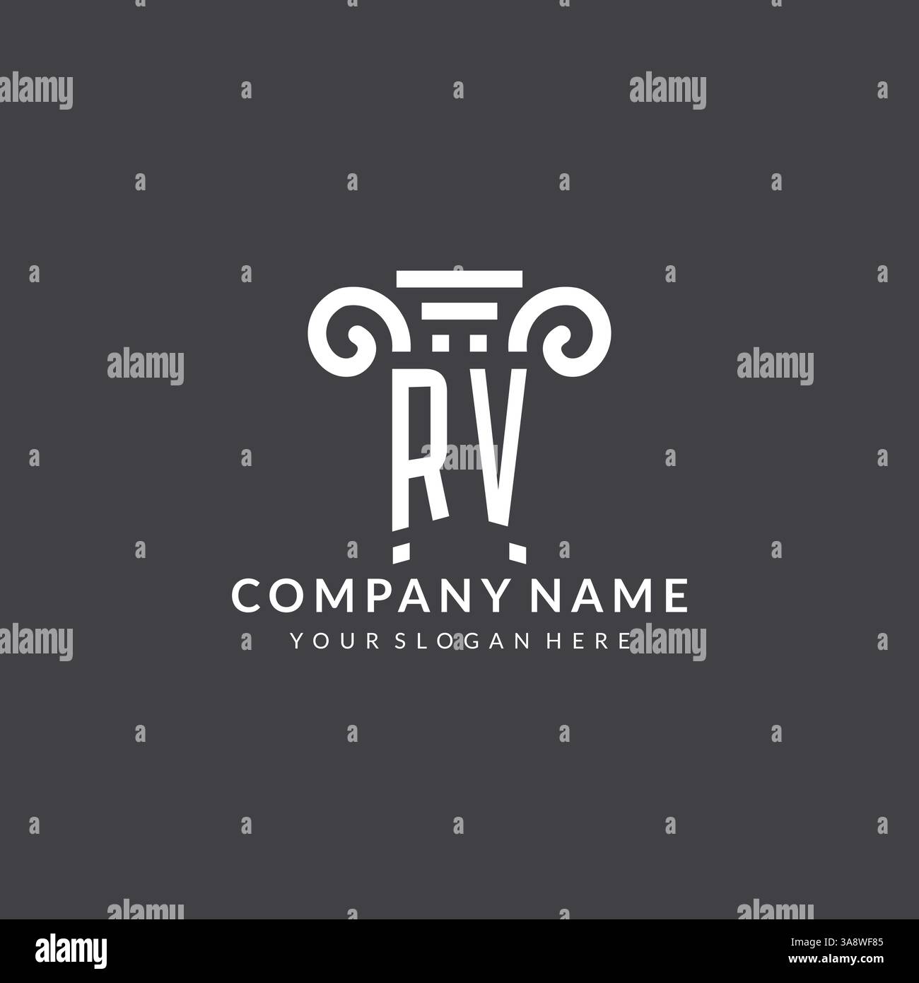 Monogram RV logo for law firm with pillar icon in modern and creative ...