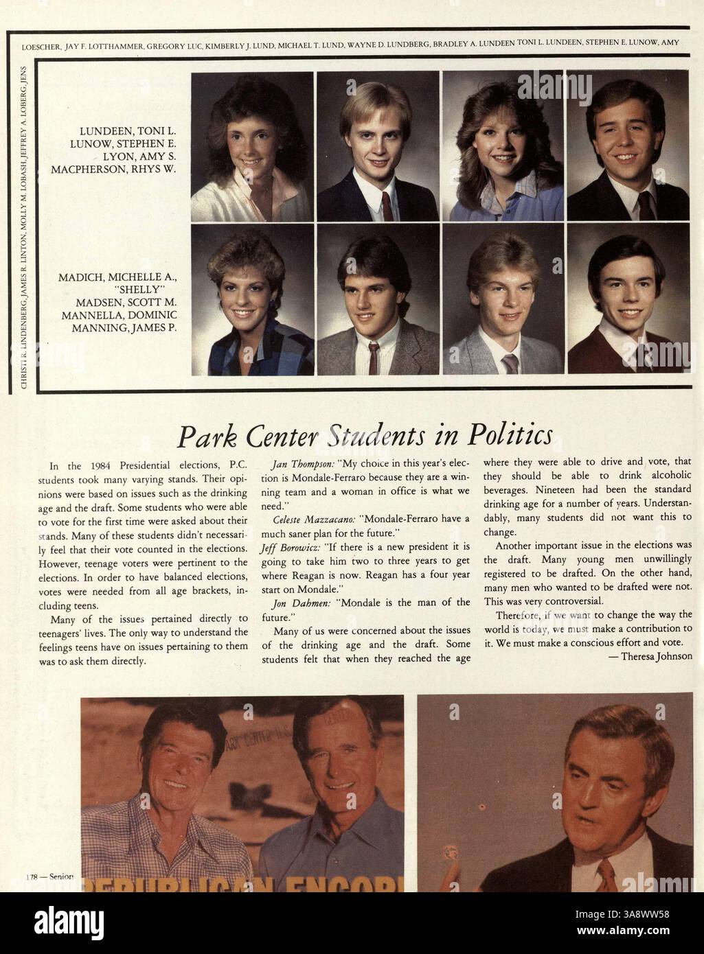Significant school events during the 1984 1985 school year hi-res stock ...